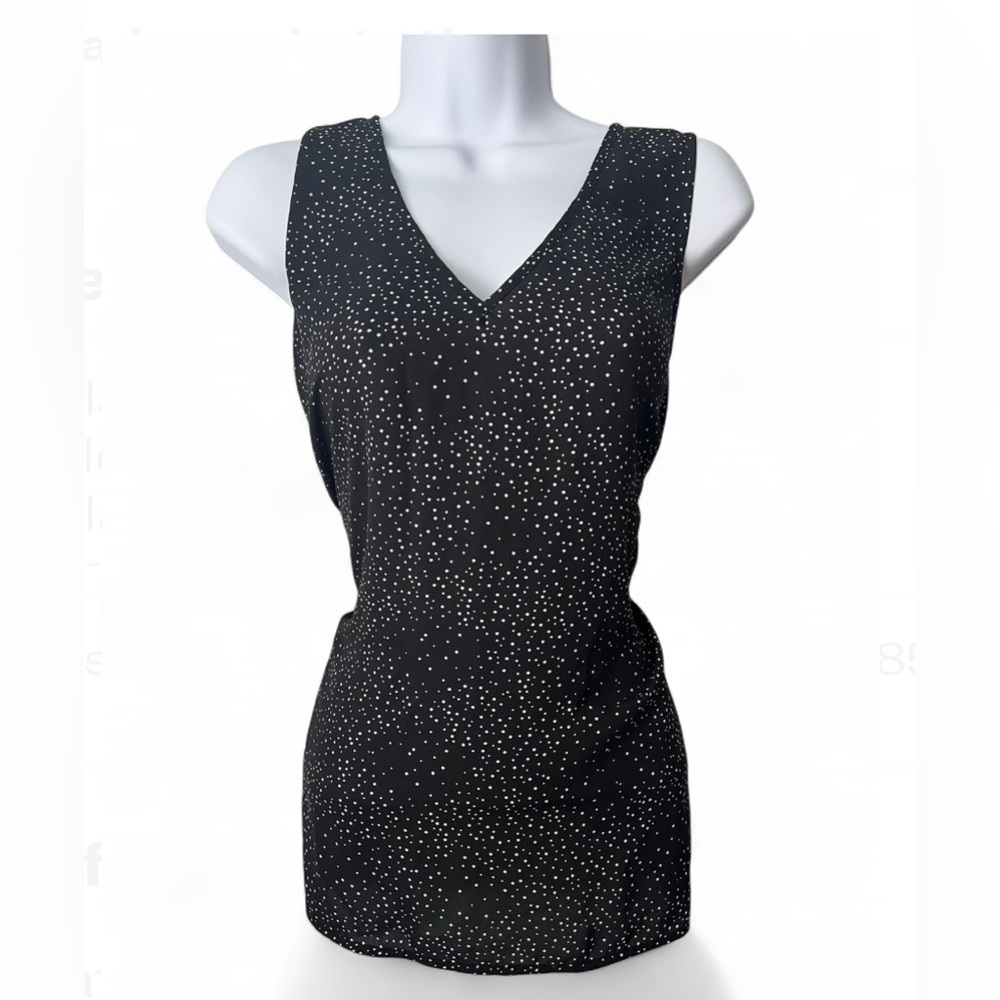 Black Sleeveless Polka Dot Women's Top
